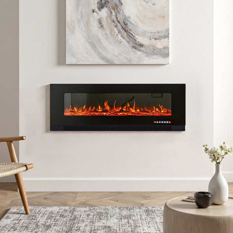 Symple Stuff 127cm W Black Electric Fireplace with 5000 BTU