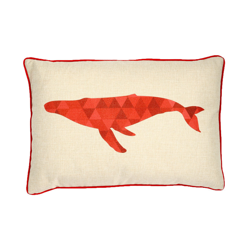 Summerside Throw Pillow Cover and Insert, Red, Feathers, 12" x 18" x 0.13