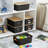 Set of 6 Stackable 5.2QT Plastic Storage Containers With Bamboo Lids & Label Holder, 10×7.2×4.1 Inch Multipurpose Organizer Bins for Pantry Closet Desk Office-129676938