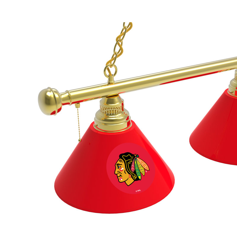 Luminaire suspendu 3 lumières NHL, Laiton, Chicago Blackhawks - Red
