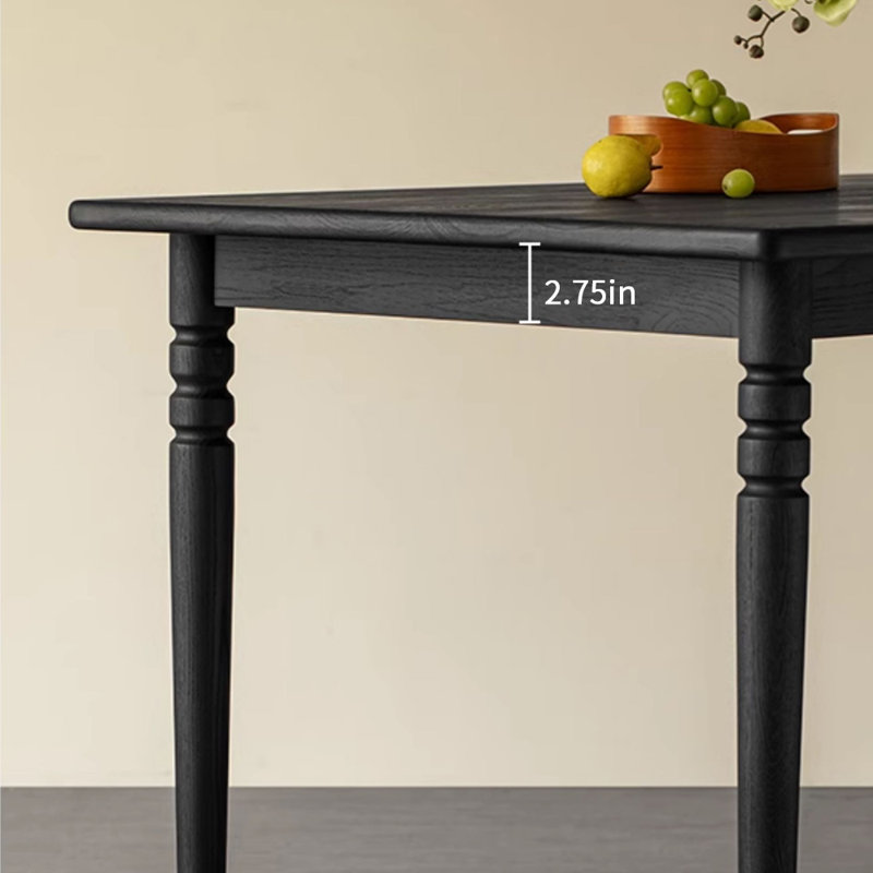 Simple Black Ash Wood Rectangular Writing Desk, 29.52" H x 55.11" W x 31.49" D
