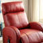 Fauteuil inclinable électrique rouge en similicuir avec poche de rangement à distance