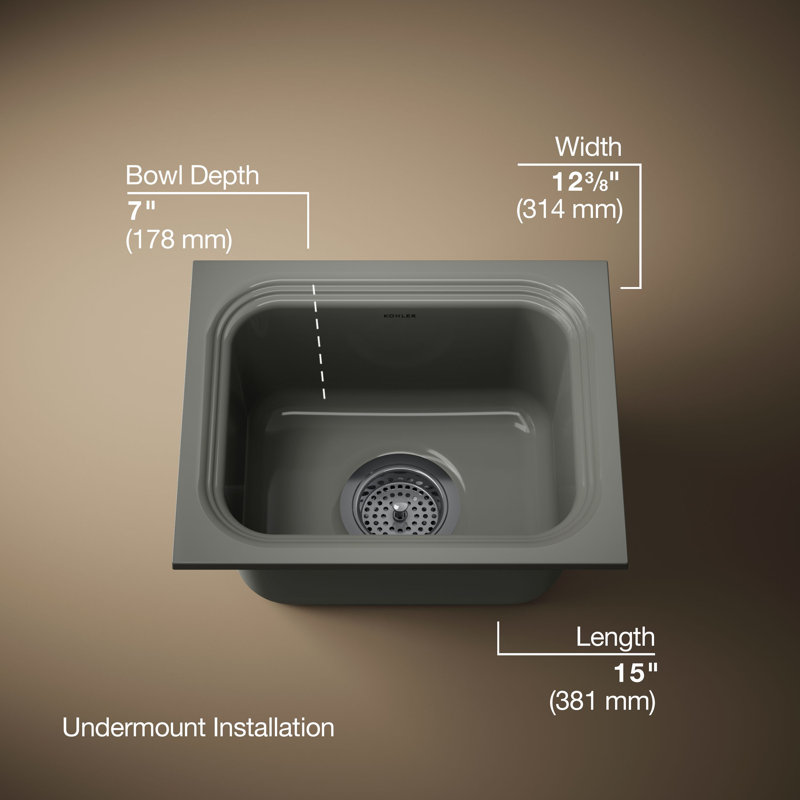 Northland 15" L x 12.38" W Undermount Kitchen Sink, Thunder Gray