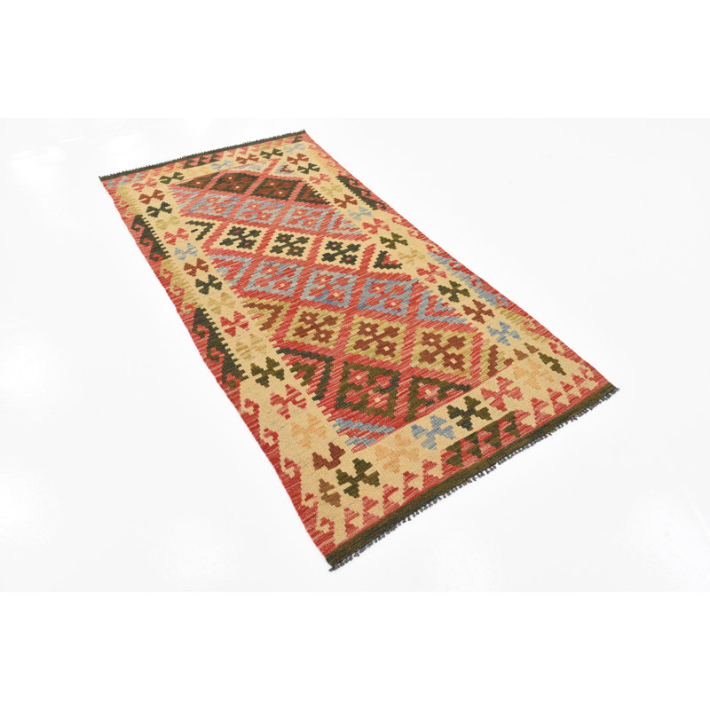 Tapis de zone en laine 3 pi 2 po x 6 pi 5 po noué la à la main one-of-kind Doorfield
