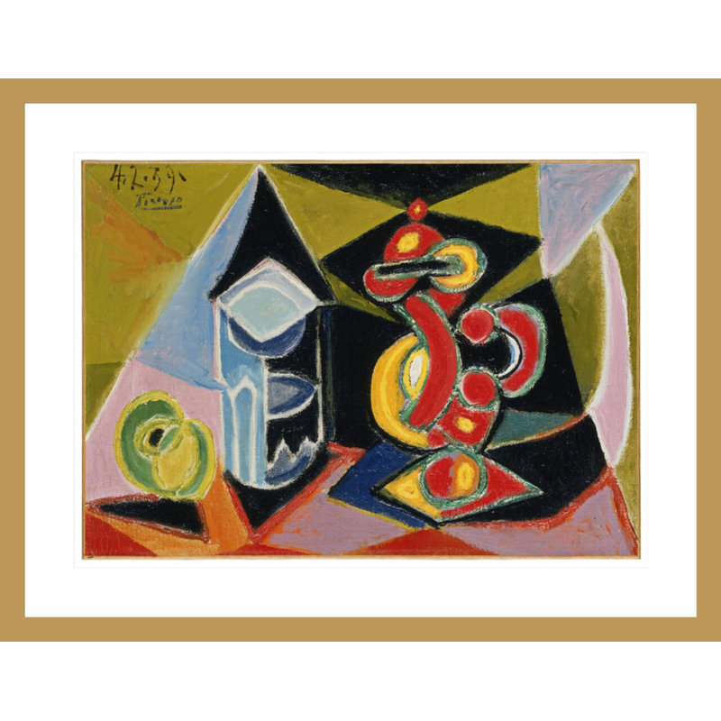 «Still Life with Glass and Fruit» par Pablo Picasso, impression giclée sur cadre, H 23,03 po x l 29,5 po
