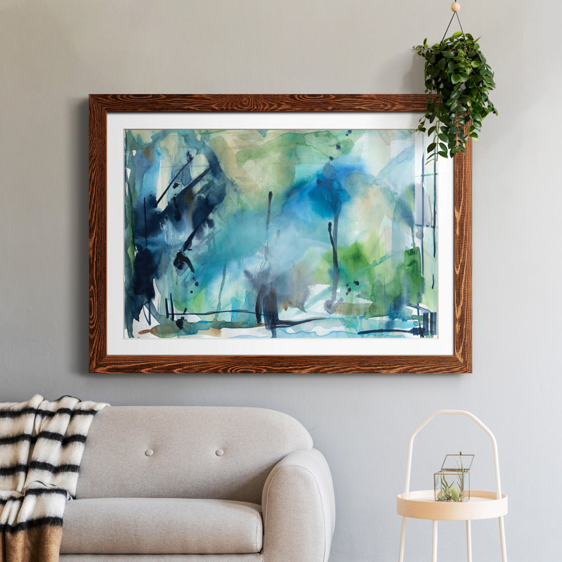Pluie dans la campagne - peinture encadrée, Brun, H 37,5 po x l 27,5 po x P 1,5 po, Blanc