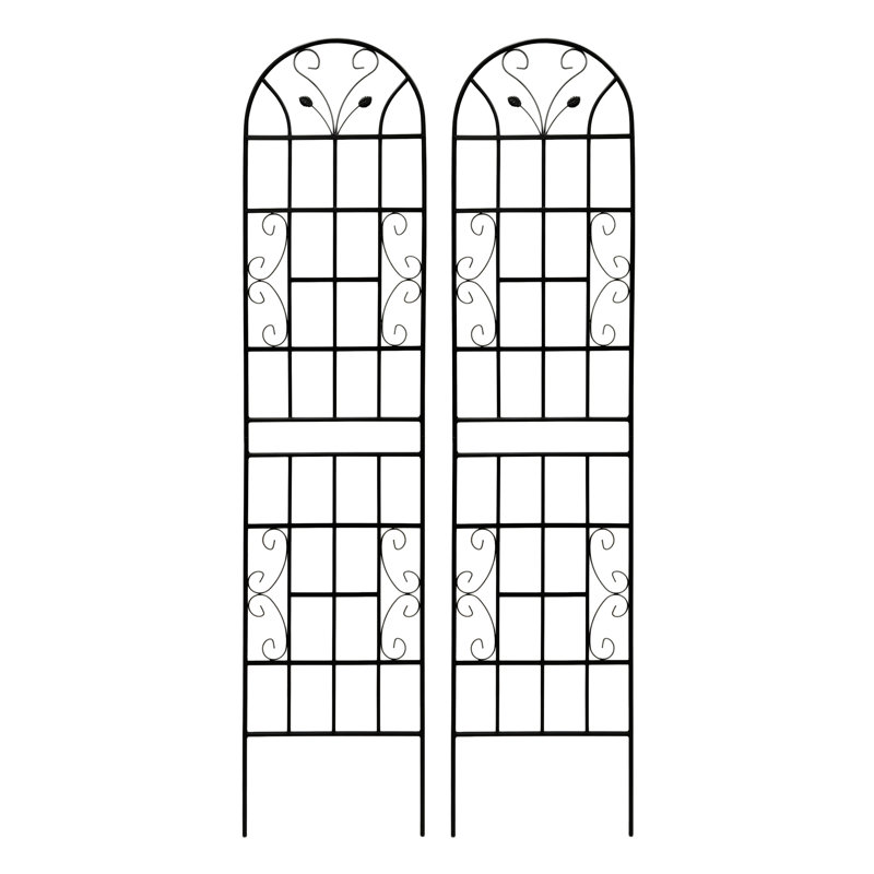 Ensemble de 2 treillis de jardin en métal 86,7 "x 19,7" antirouille pour plantes grimpantes support de fleurs extérieur noir