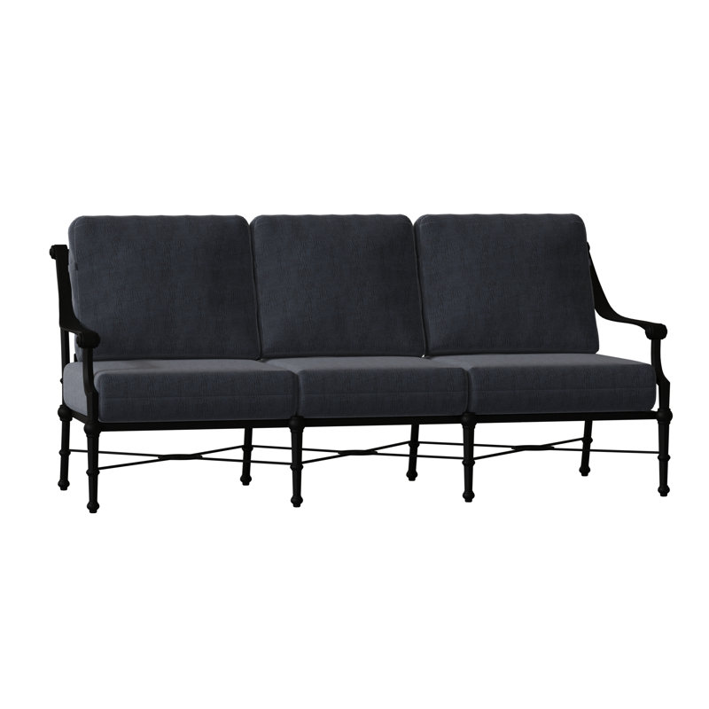 Delphi Outdoor 3 - Seat Patio Sofa, Textured Black, Canvas Bird's Eye Sunbrella® Canvas