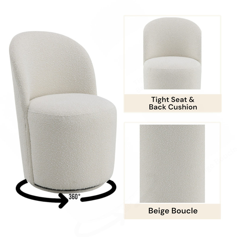 Ensemble de 2 chaises d'appoint Hollis Beige Boucle