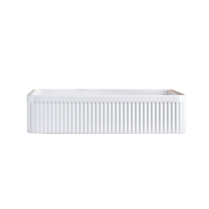 White Rectangular Ceramic Bathroom Vessel Sink with Drain Assembly