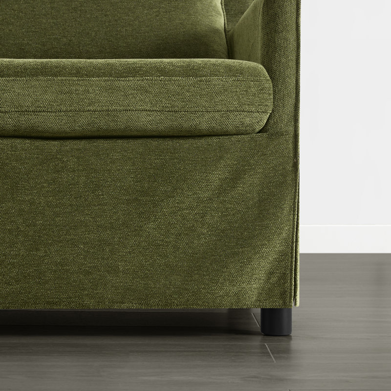 Fixed Sculptural Armchair with Weighted Base and Clean Lines, Fossil Gray Polyester