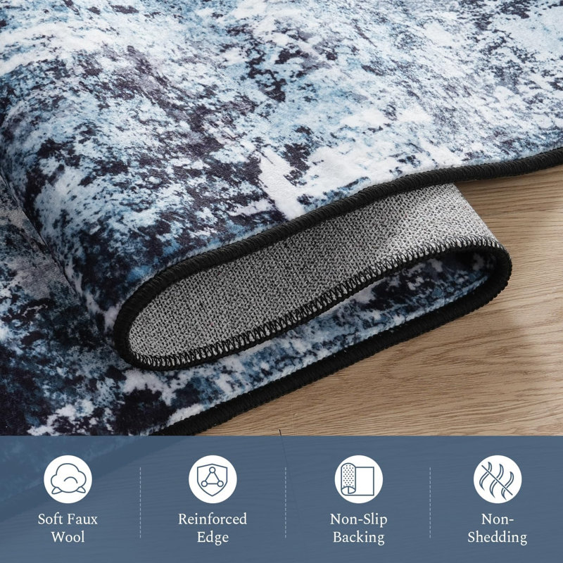 9'X12' Modern Abstract Washable Area Rug, Non-Slip Low Pile Carpet for Living Room Bedroom Dining Room, Rectangle 9' x 12'