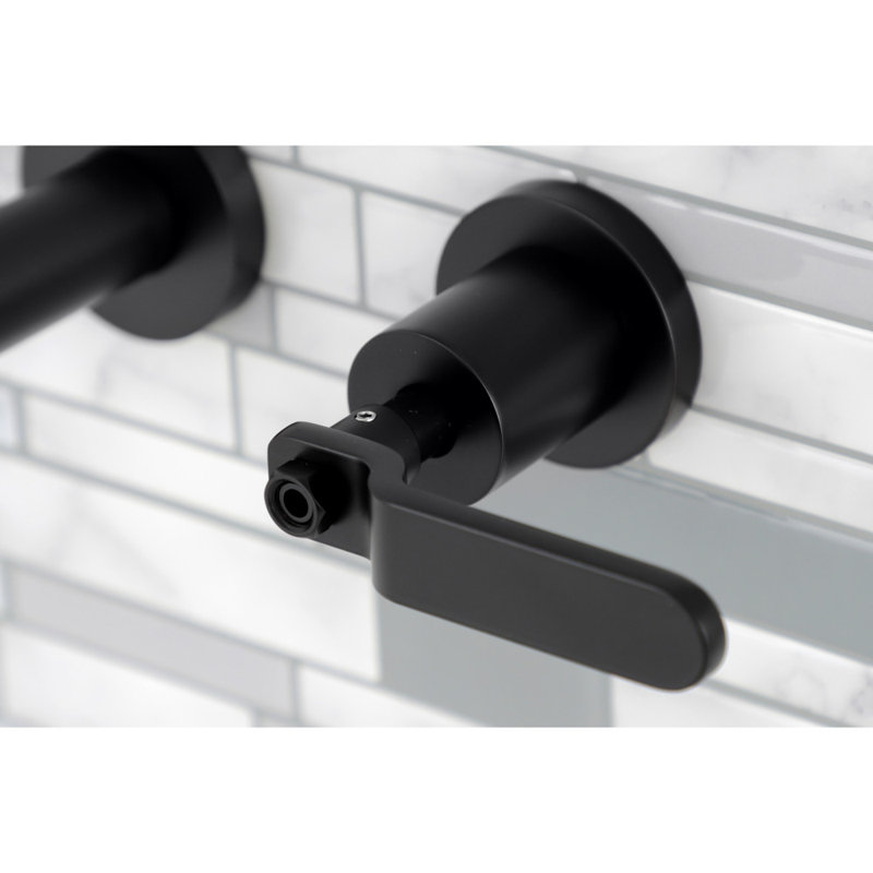 Kingston Brass Whitaker Two-Handle 3-Hole Wall Mount Roman Tub Faucet, Matte Black
