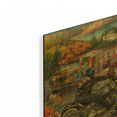 «American Roadside» par Bigelow, art mural en métal doré, 16 po x 12 po