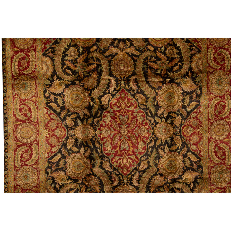High-Quality Hand-Knotted Black And Red Area Rug