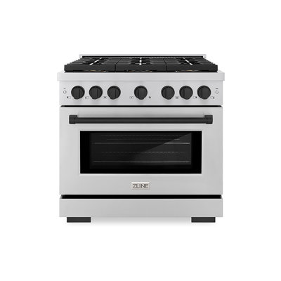 ZLINE Autograph 36 in. Paramount Dual Fuel Range with 6 Burner DuoPro Cooktop and Black Accents