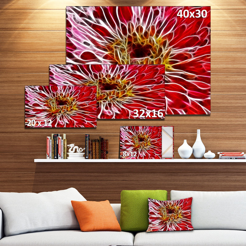 Fleur rouge foncé, impression sur toile tendue, H 16 po x l 32 po x P 1 po
