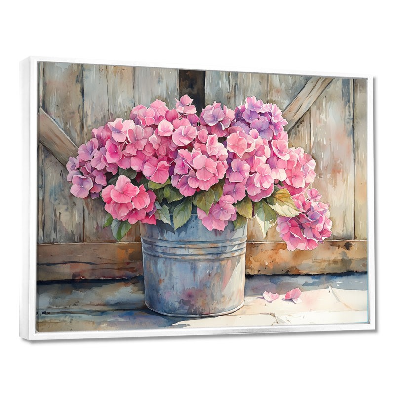 Distin - Floral Wall Art, H 12 po x l 20 po, Impression encadrée flottante, Blanc