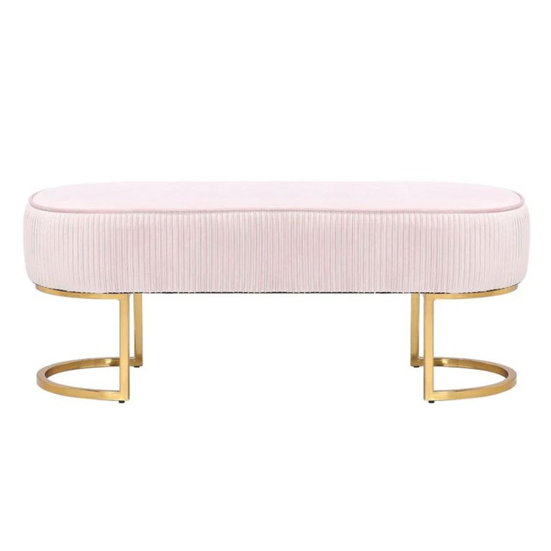 Banc rembourré en velours Roma, Rose