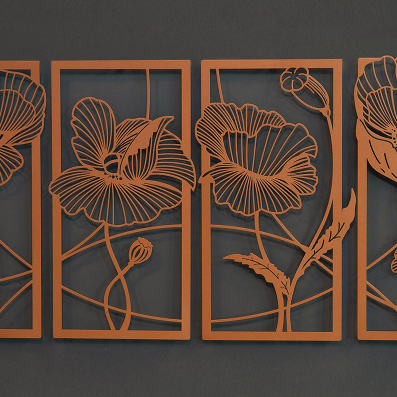 Blossom Metal Wall Art Set - 4 Piece, Copper, 18" H x 37" W x 1" D
