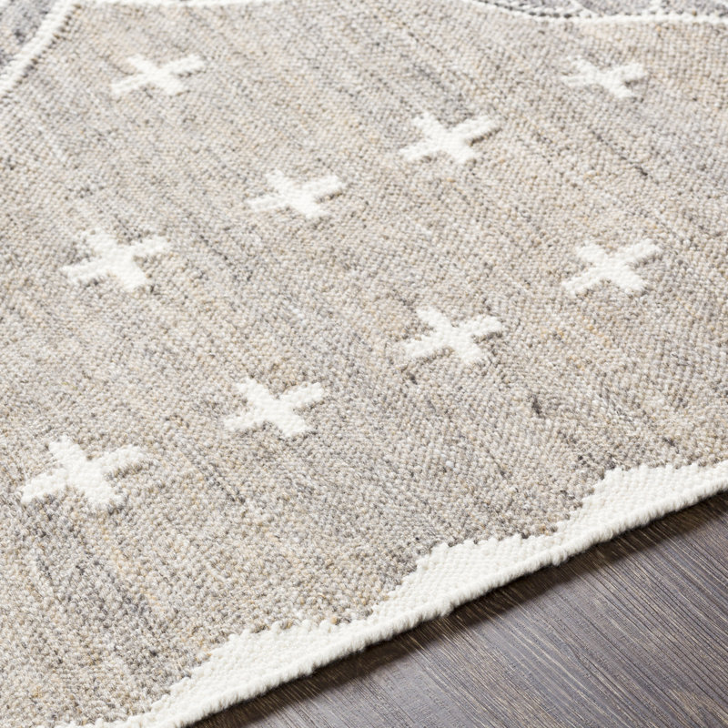 Tapis beige / gris / gris anthracite fabriqué à la main Malti, Rectangle 8 pi x 10 pi