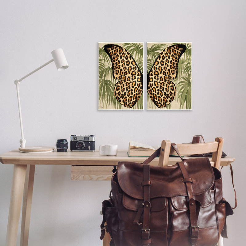 «Cheetah Butterfly Wings», ensemble de 2 plaques murales par Amber Sterling, H 15 po x l 20 po