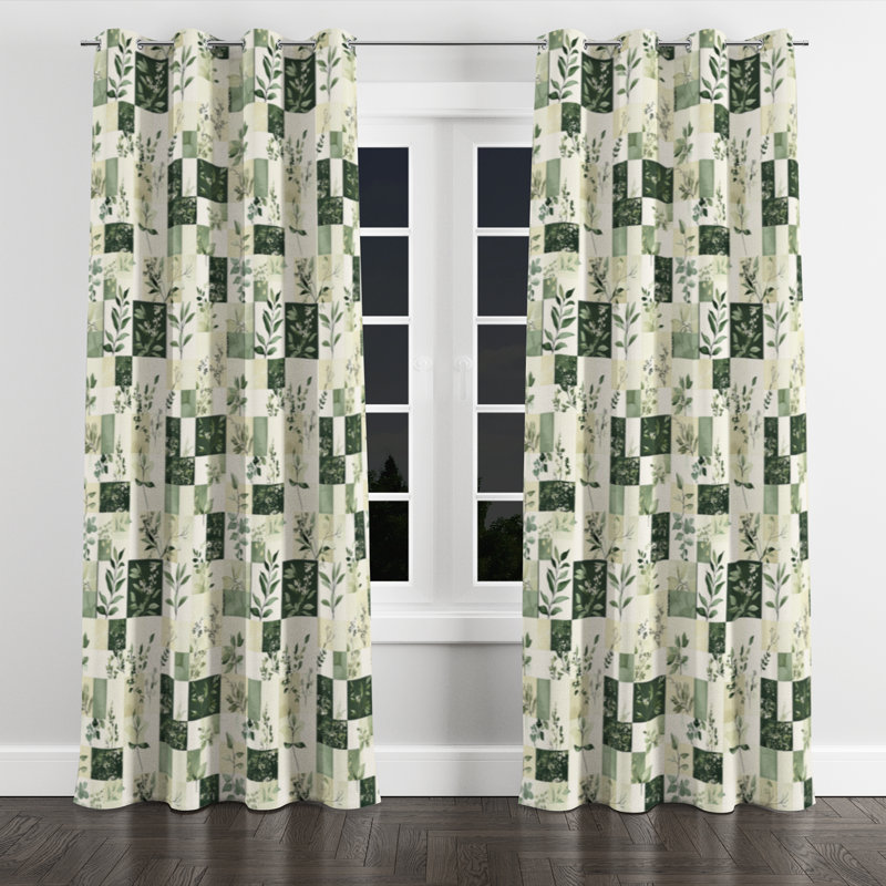 Country Farmhouse Room Darkening Curtains - Patchwork Meadows Quilt Grommet Curtain - 1 Panel, 52" W x 63" L, Silver Grommets
