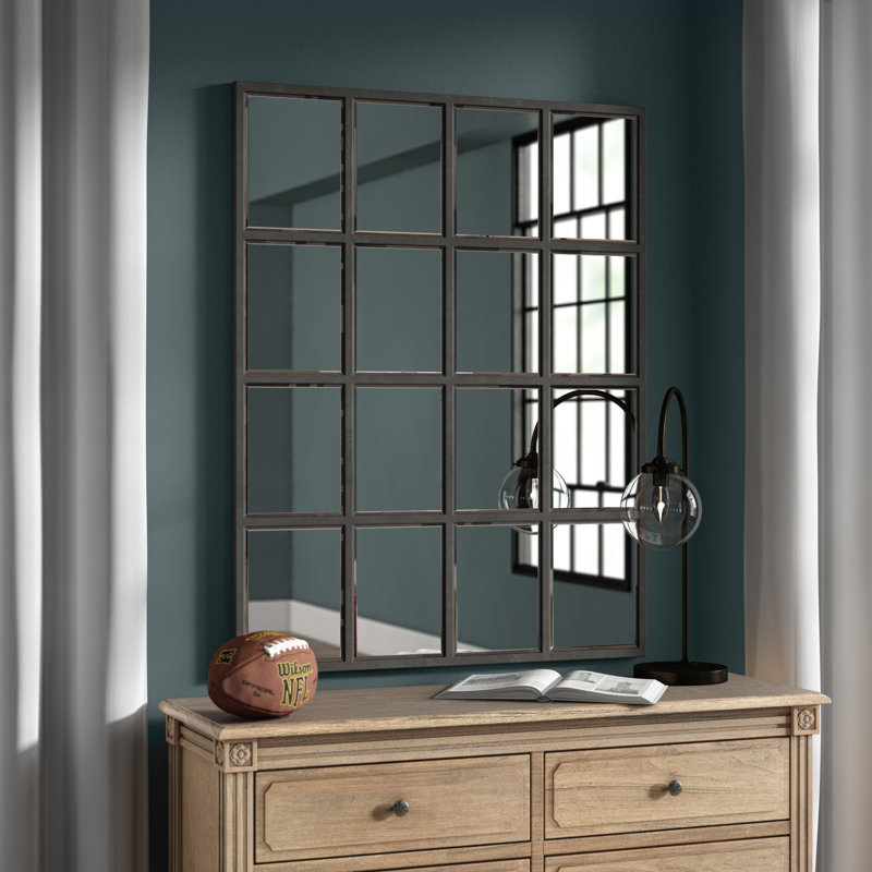 Miroir mural Haider, 45 po x 27 po, Rectangle, Gris mat