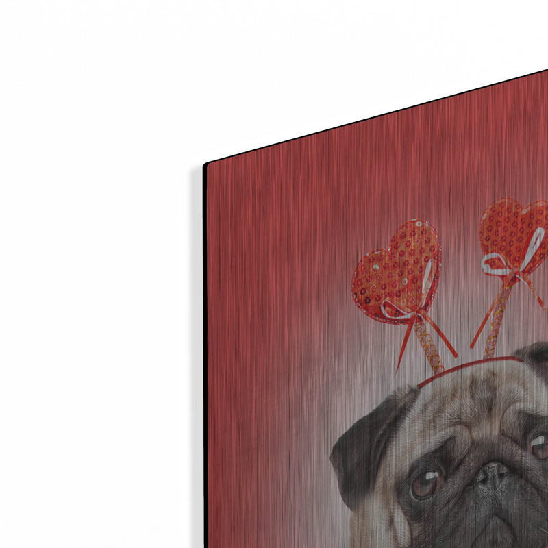  «Valentine Pug» par John Hovenstine, art mural en métal, 16 po x 24 po, H 24 po x l 16 po