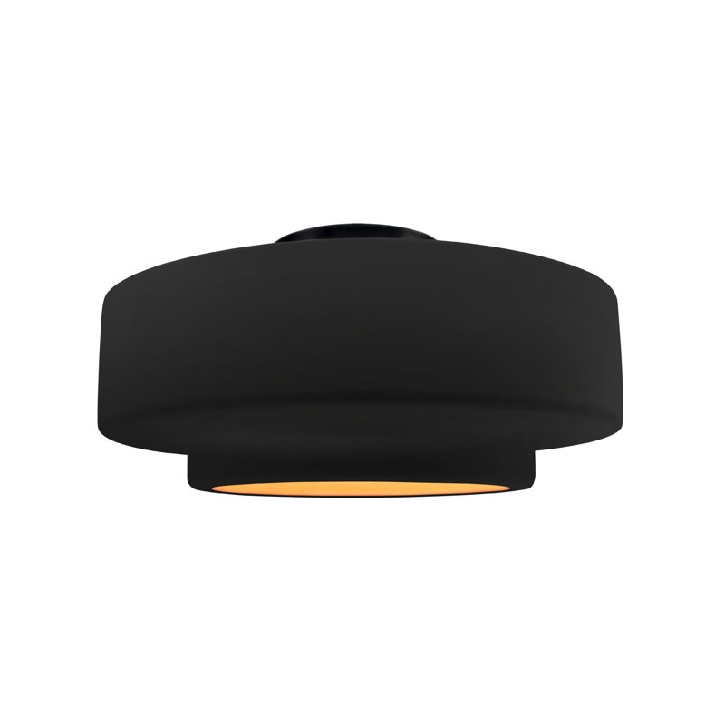 Plafonnier semi-encastré Radiance, H 7,25 po x l 14,5 po x P 14,5 po, Noir carbone mat / or champagne, Noir mat