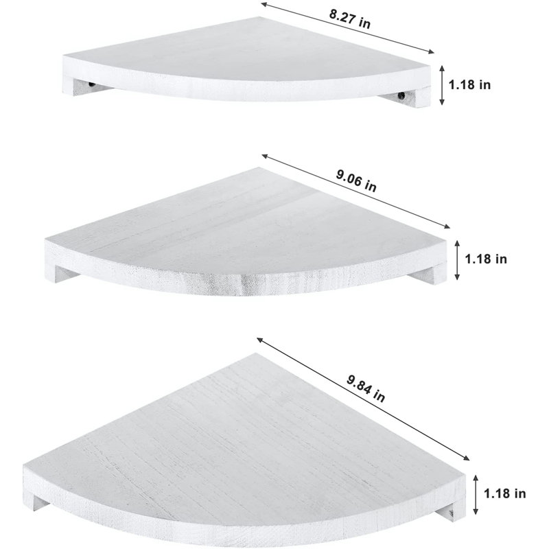3 Piece Corner Floating Shelf, Off White