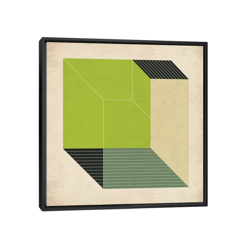Cubes xiii. v, impression sur toile tendue, H 18 po x l 18 po x P 1,5 po, Toile avec cadre noir, Pas de tapis