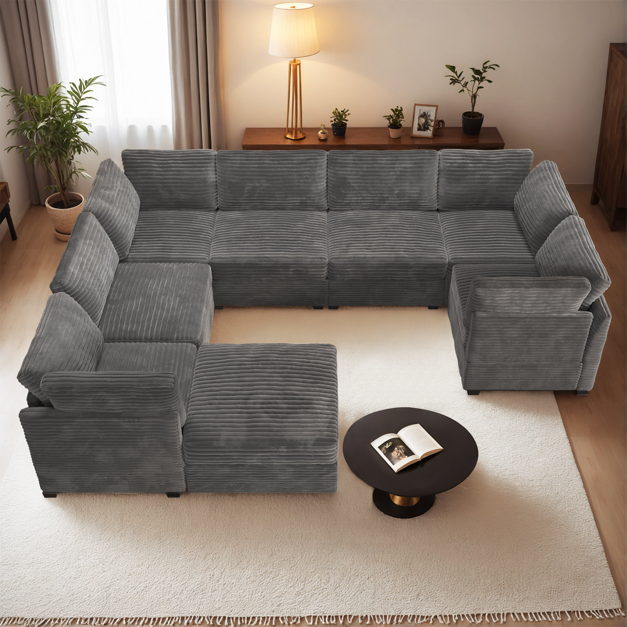 KOMHTOM Canapé D'angle Moderne En L Avec Repose-Pieds Amovible, Canapé