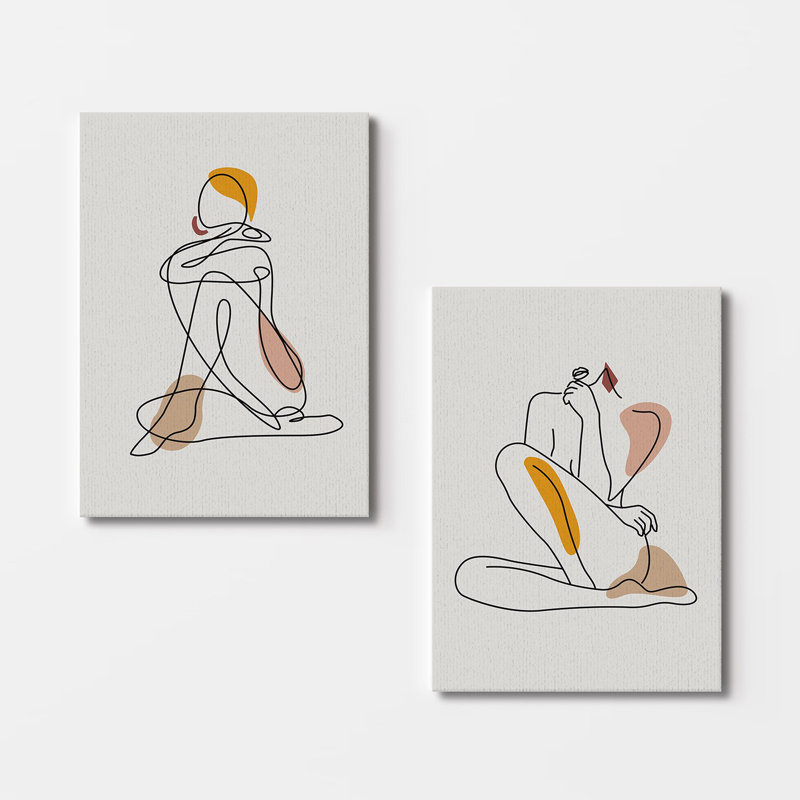Élégantes peintures sur toile décoratives (2 pièces), 19,7 po x 27,6 po chacune | 100% toile avec cadres 100% bois | Superbe art mural pour le salon et la chambre à coucher, parfait pour la décoration intérieure et les idées de cadeaux