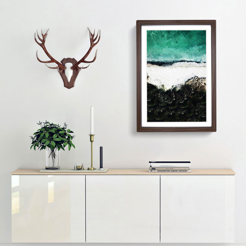 Beach In Tarifa Spain - Single Picture Frame Painting, 45cm H x 33cm W x 2cm D, Walnut Framed