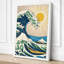 Great Wave Rising Japandi - Wrapped Canvas-216562338-216562336