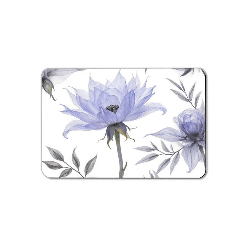 Tapis de bain translucide à motif floral bleu, 16 po x 24 po
