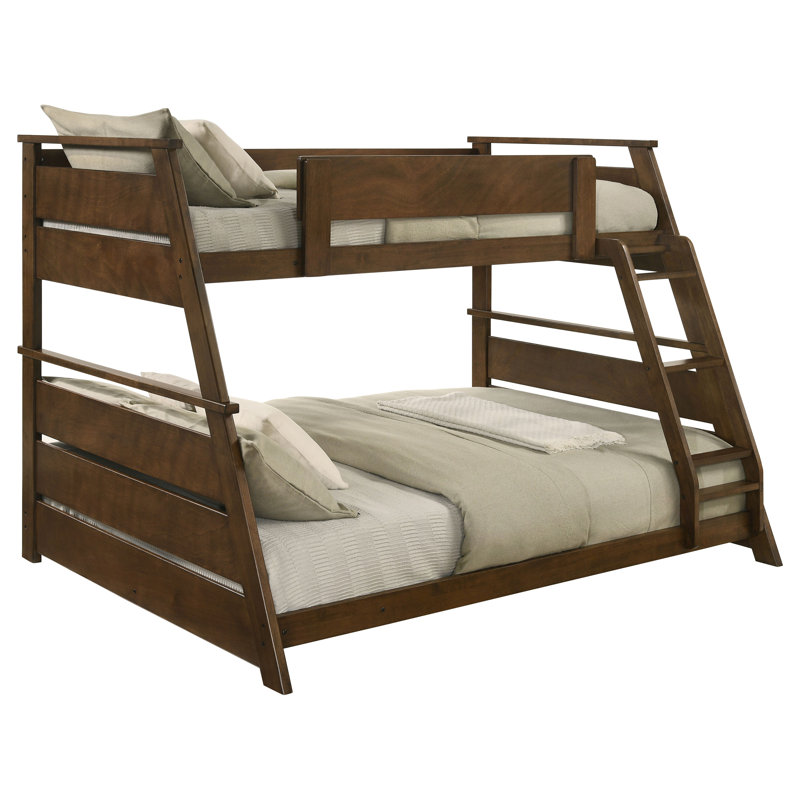 Kolbie Wood Veneer Twin Over Full Bunk Bed Walnut, Walnut