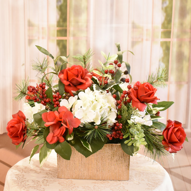 Faux Silk Arrangement in Vase