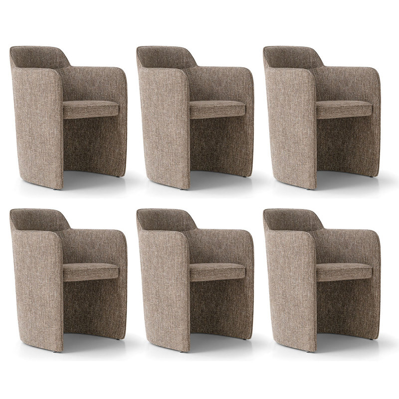 18.5" Seat Height Upholstered Dining Armchair, Light Brown