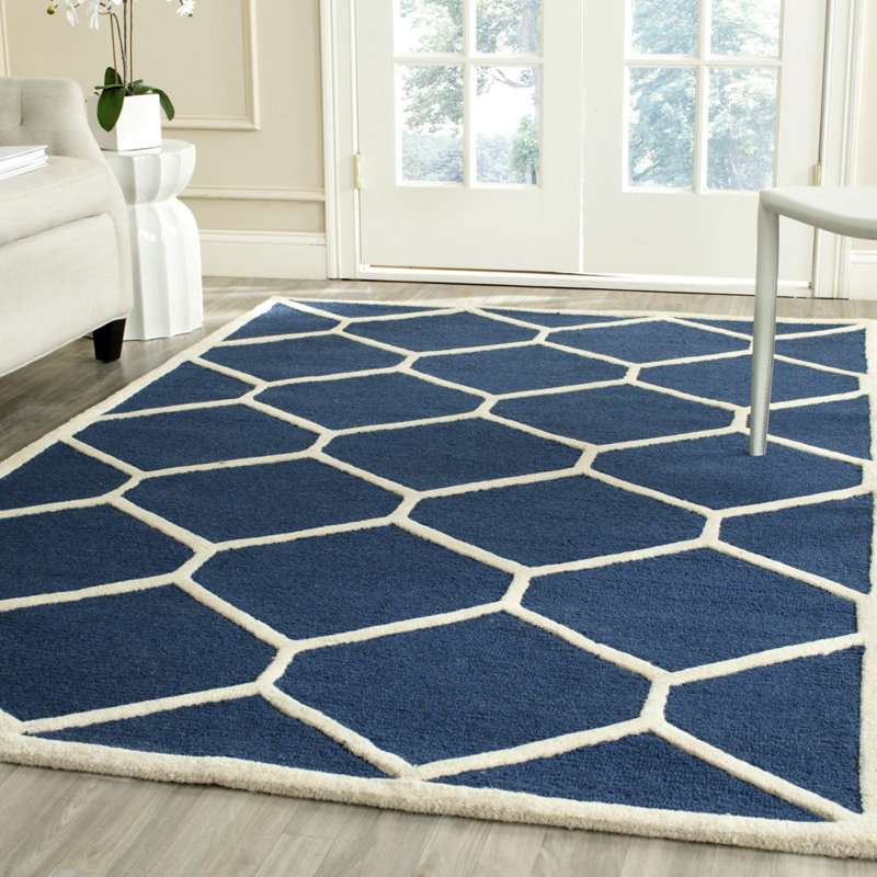 Sadowa Geometric Wool Hand Woven Area Rug, Rectangle 152 x 244 cm