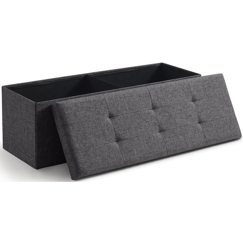 Torryn Linen Upholstered Storage Bench, Charcoal