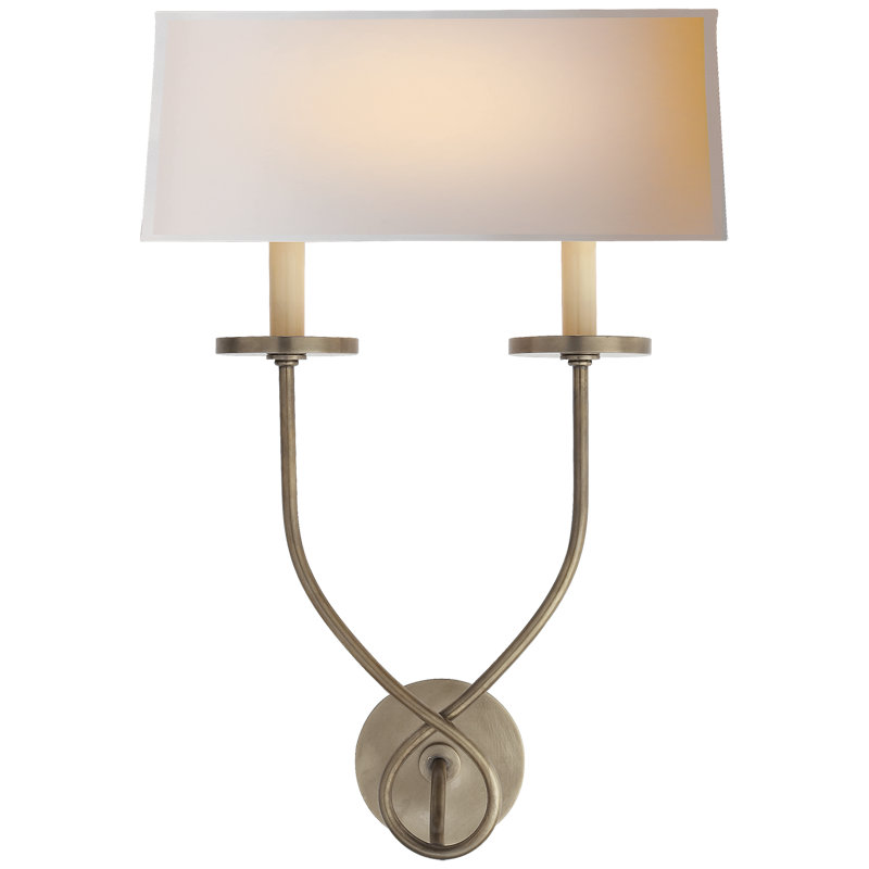 Chapman & Myers Symmetric Twist Double Sconce, Antique Nickel, Fabric