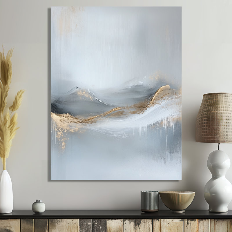 Watercolor Mountains - Art moderne transitionnel abstrait, impression sur métal moderne, L 12 po x H 20 po