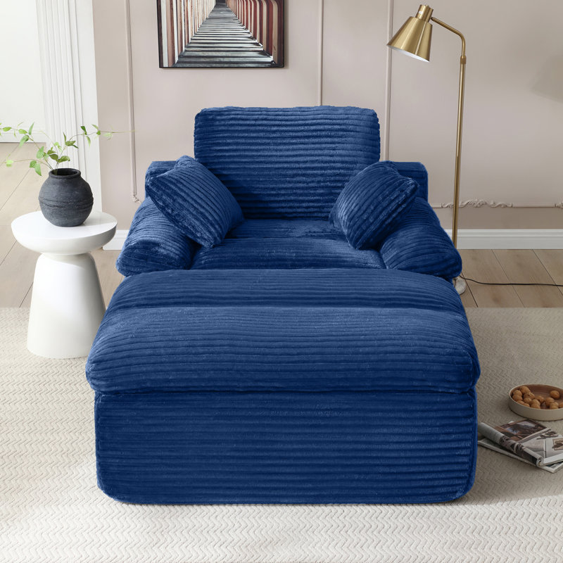 Upholstered Chaise Lounge, Blue