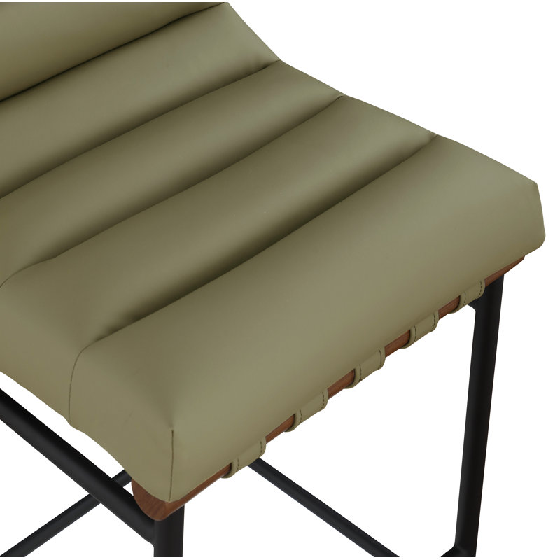 Tabouret de comptoir rembourré Sean Vincentas, Cuir végétalien vert, Tabouret de comptoir (siège d'une hauteur de 26,4