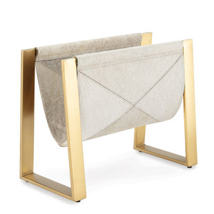 Gold Metal and Fabric Magazine Rack for sale at Pamono