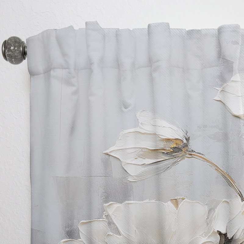 Halleli Buttercups Fields On Grey IV - Traditional Curtain - Velvet Room Darkening - 1 panel, 52" W x 84" L