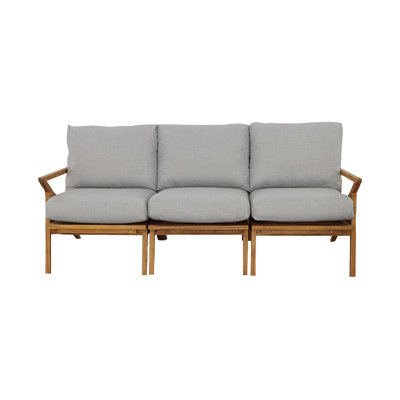 77'' Wide Teak Patio Sofa with Cushions