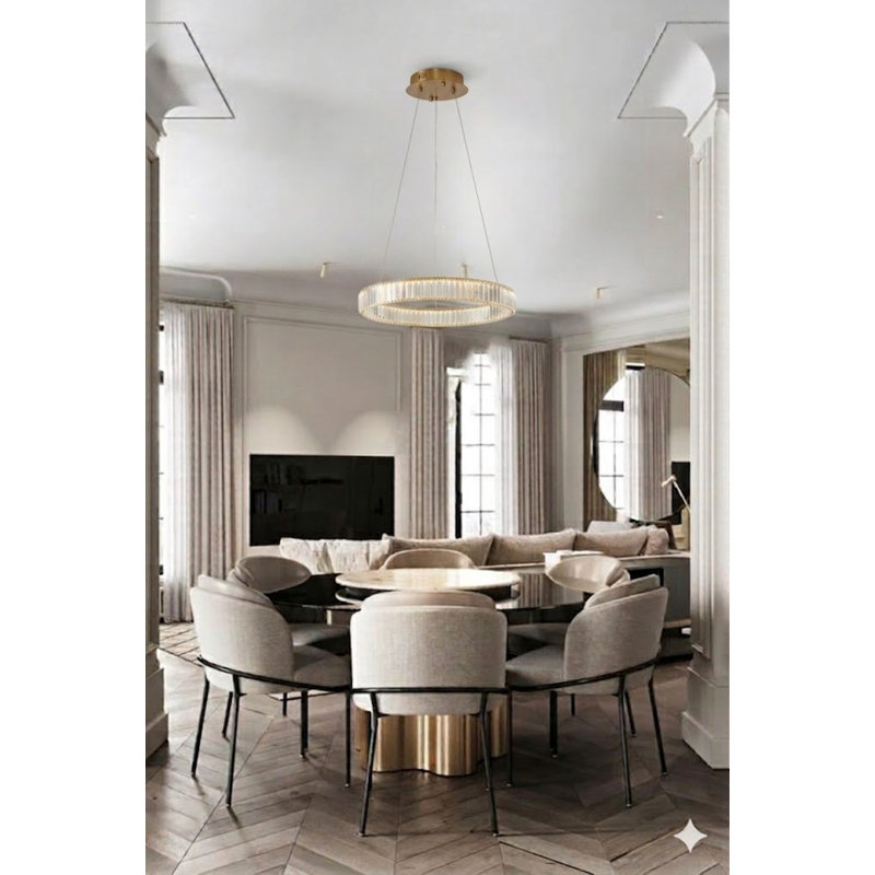 Sabbir LED Chrome Halo Chandelier With Clear Crystal Accents, Gold
